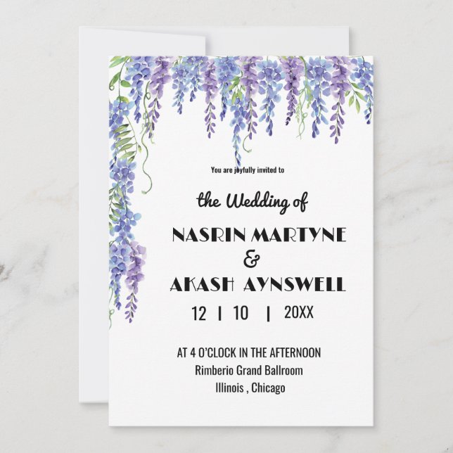 Elegante Boda de Invitación Floral 007 por Nasrin (Anverso)