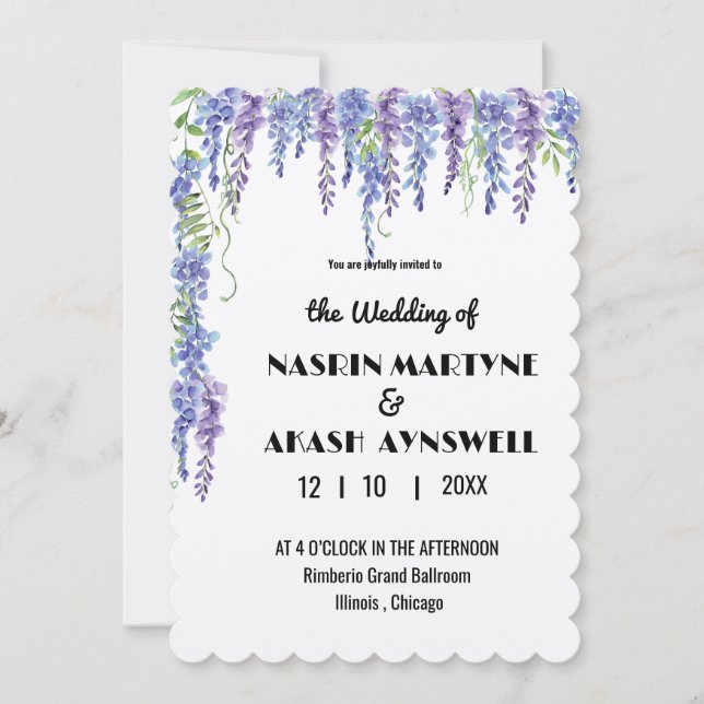 Elegante Boda de Invitación Floral 007 por Nasrin (Anverso)