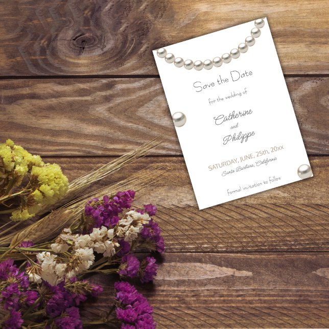Elegante boda de la perla salva la invitación a la (Subido por el creador)