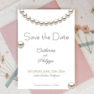 Elegante boda de la perla salva la invitación a la