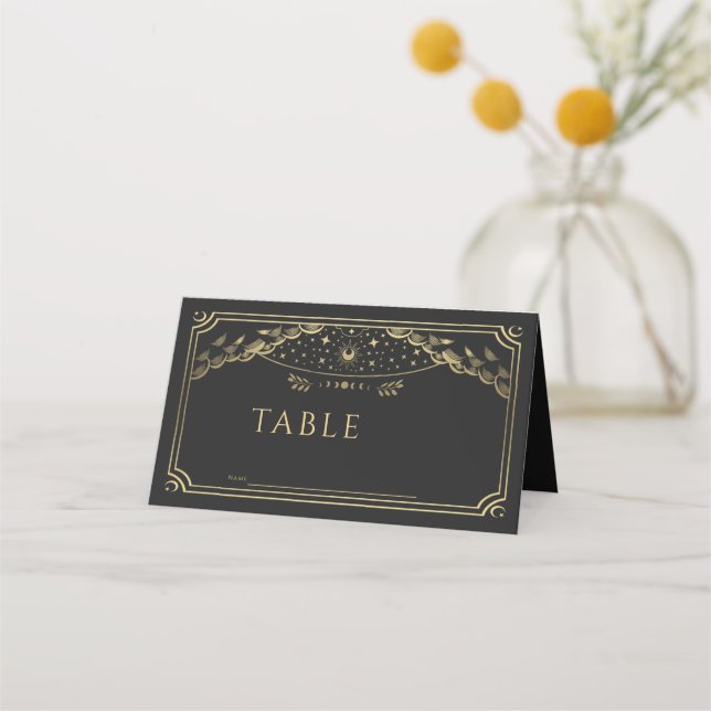 Elegante Boda de la tarjeta Tarot gótica de oro (Anverso)