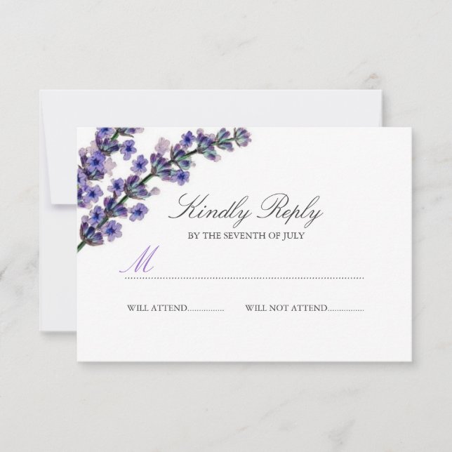 Elegante Boda de Lavanda Púrpura RSVP (Anverso)