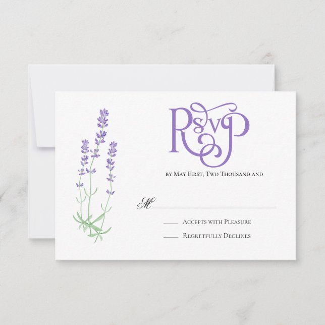 Elegante Boda de Lavanda RSVP (Anverso)