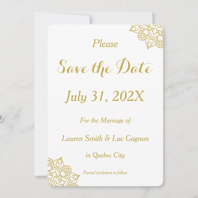 Elegante Boda de Mandala Dorada Salven la tarjeta  (Anverso)