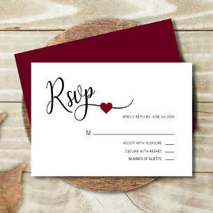Elegante Boda de menú BURGUNDY y White RSVP