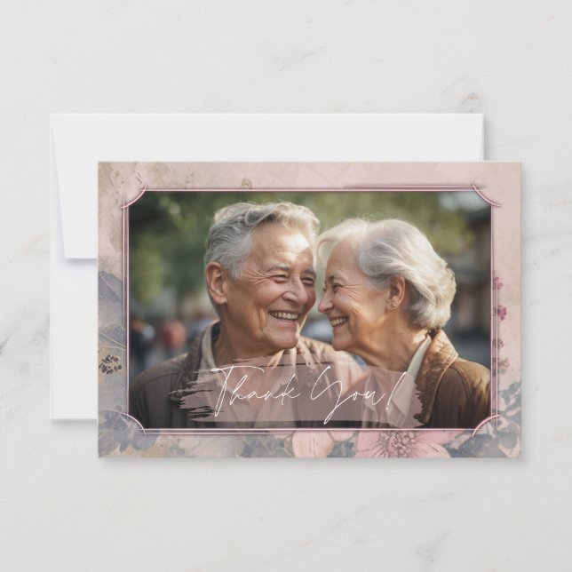 Elegante Boda de moda antigua tarjeta de agradecim (Anverso)