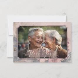 Elegante Boda de moda antigua tarjeta de agradecim