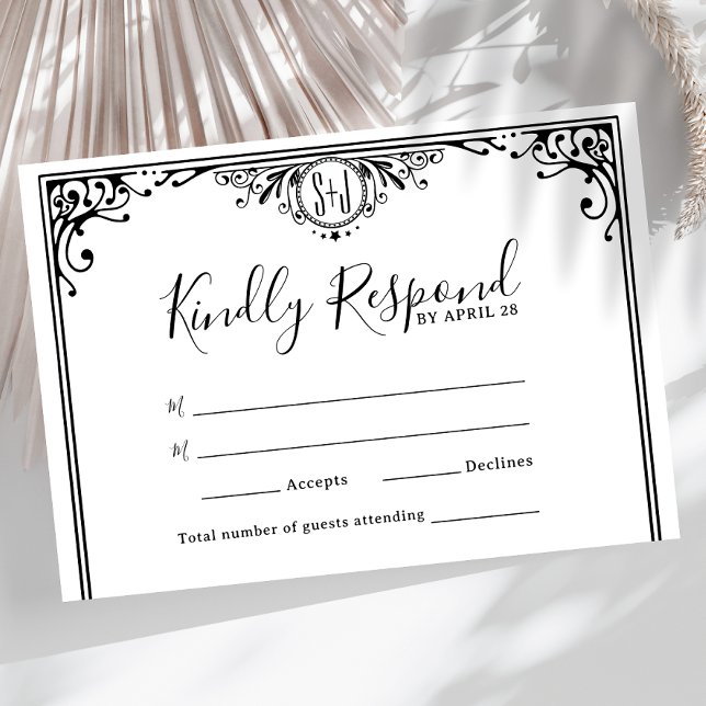 Elegante Boda de Monograma Blanco y Negro (Subido por el creador)