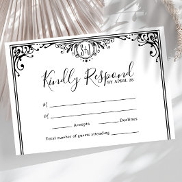 Elegante Boda de Monograma Blanco y Negro