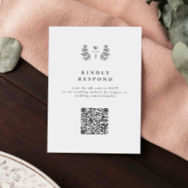 Elegante Boda de Monograma Botánico Código QR RSVP