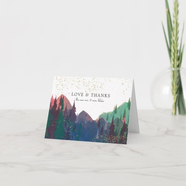 Elegante Boda de Montaña Dorada Foto Tarjeta de ag (Anverso)