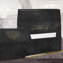 Elegante Boda de Oro Ahumado Negro Invitación de L