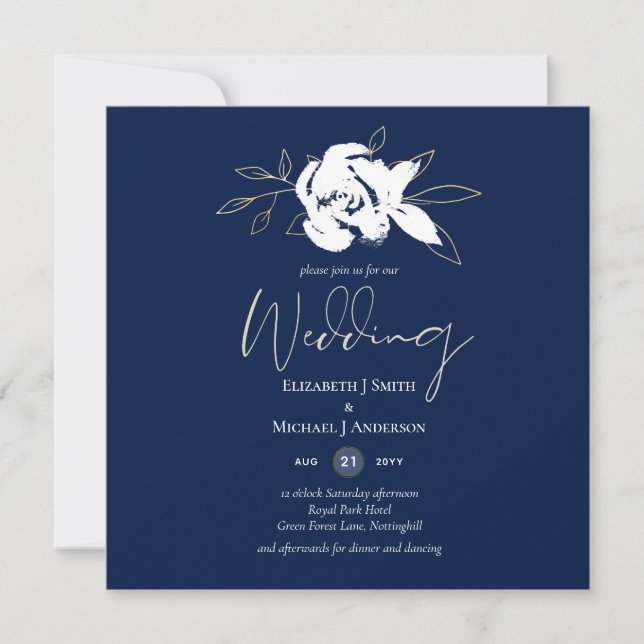 Elegante Boda de oro blanco azul de la Marina (Anverso)