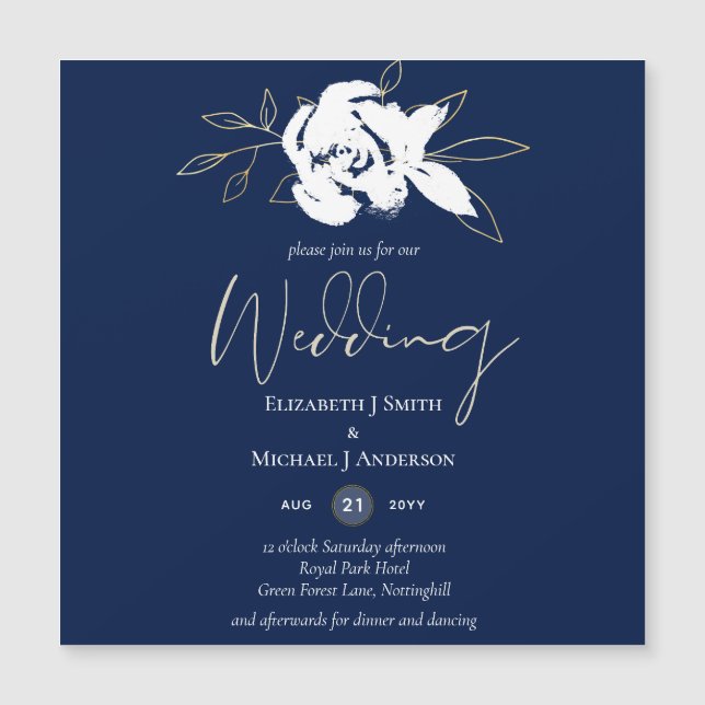 Elegante Boda de oro blanco azul de la Marina (Anverso)