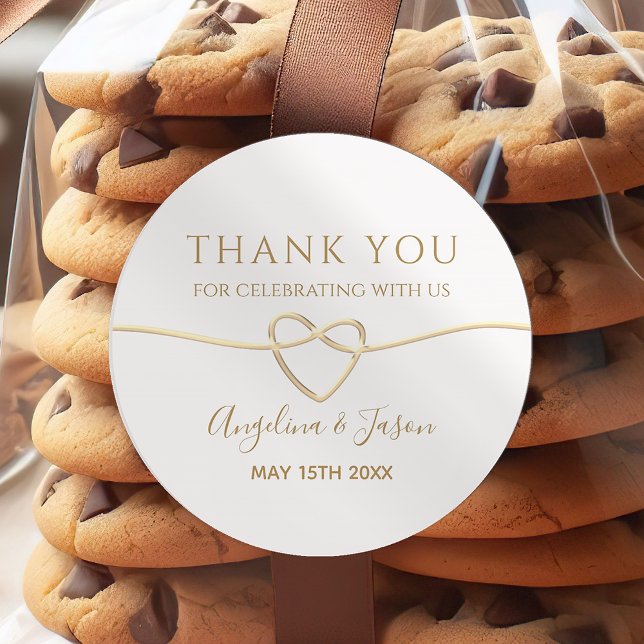 Elegante Boda de oro Gracias Pegatina (Subido por el creador)