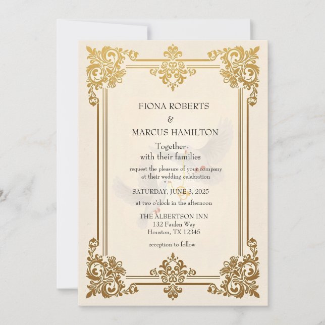 Elegante Boda de Oro Invitación Lujo Formal (Anverso)