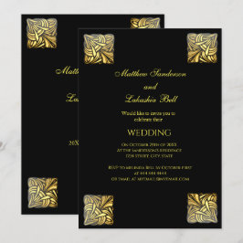 Elegante Boda de oro negro Invitación