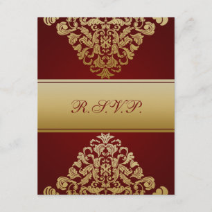 elegante boda de oro rojo RSVP