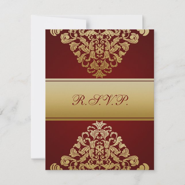 elegante boda de oro rojo RSVP (Anverso)