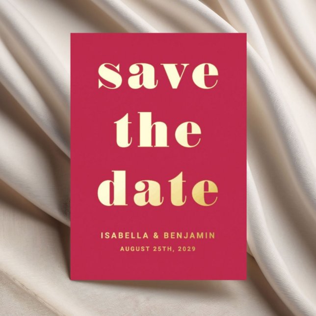 Elegante Boda De Oro Rosa Salva La Tarjeta De Fech (Elegant Pink Gold Wedding Save The Date Card)