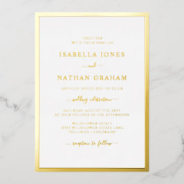 Elegante Boda de oro simple invitación al Relieve