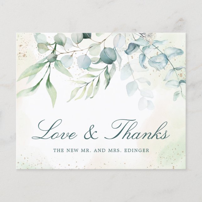 Elegante Boda de presupuesto Eucalyptus Tarjeta de (Anverso)