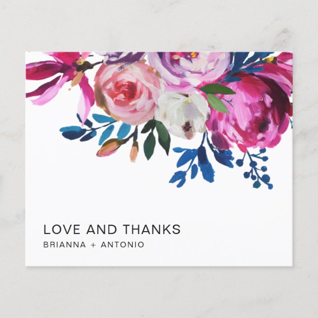 Elegante Boda de presupuesto floral rosa - Tarjeta (Anverso)