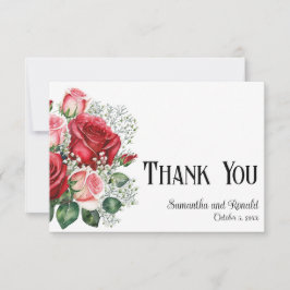 Elegante Boda de rosas rojas y rosadas - Tarjeta d