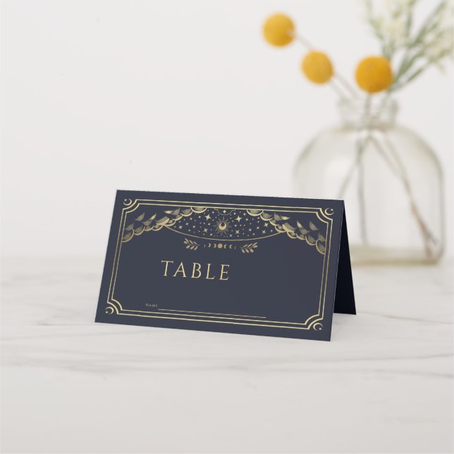Elegante Boda de tarjetas Tarot góticas de oro y m (Anverso)