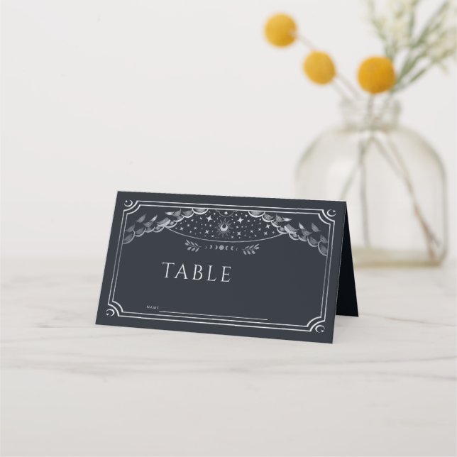 Elegante Boda de tarjetas Tarot gótico plateado (Anverso)