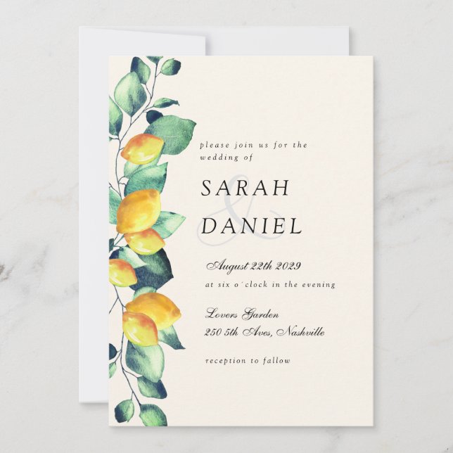 Elegante Boda de Toscana Beige Verde invitación (Anverso)