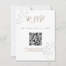Elegante Boda de Vegetación Código de Escaneo RSVP