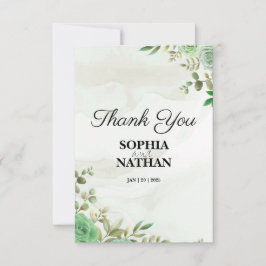 Elegante Boda de Verdor Tarjeta de agradecimiento