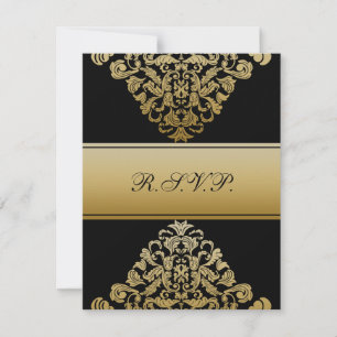 elegante boda dorada negra RSVP