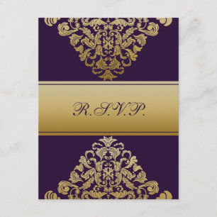elegante boda dorada púrpura RSVP