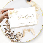 Elegante Boda dorado gracias tarjeta plegada<br><div class="desc">Gracias a sus invitados con esta elegante tarjeta de agradecimiento doblada de Bodas con delicados detalles modernos de caligrafía escrita a mano y hermosas hojas botánicas falsas doradas en tonos dorados. Opción para agregar en la parte inferior interior un mensaje impreso o dejar en blanco para que pueda escribir mensajes...</div>