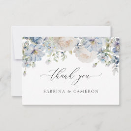 Elegante Boda Dusty Blue Floral Gracias Tarjeta