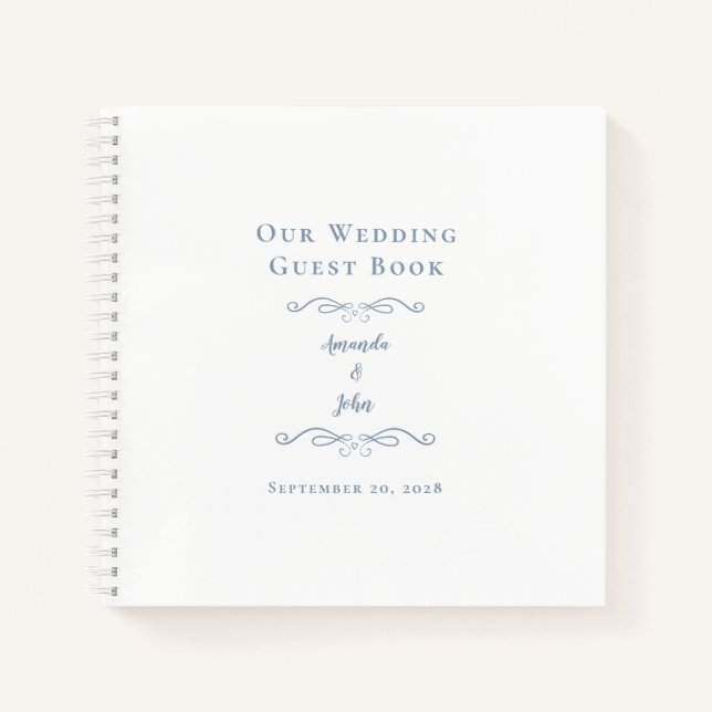 Elegante Boda Dusty Blue Moda Libro de invitados (Anverso)