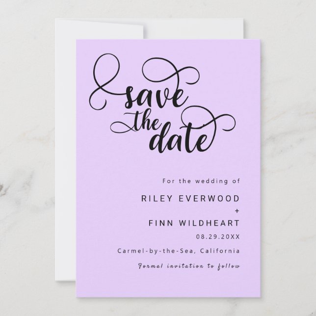 Elegante boda elegante salva la cita Invitación (Anverso)