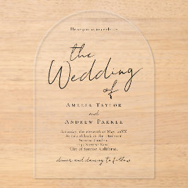 Elegante Boda en forma de arco Invitación acrílica