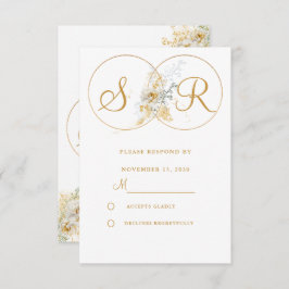 Elegante Boda en Monograma de Oro RSVP