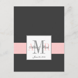 Elegante Boda en Monograma Rosado de Carbón RSVP