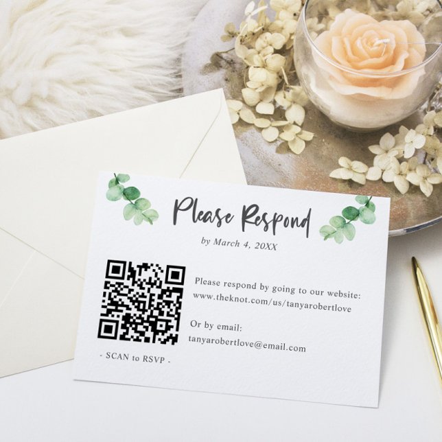 Elegante boda Eucalyptus RSVP Código QR en línea (Subido por el creador)
