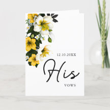 Elegante Boda floral amarillo con tarjeta Vows