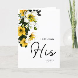 Elegante Boda floral amarillo con tarjeta Vows