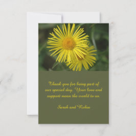 Elegante Boda floral amarillo tarjeta de agradecim