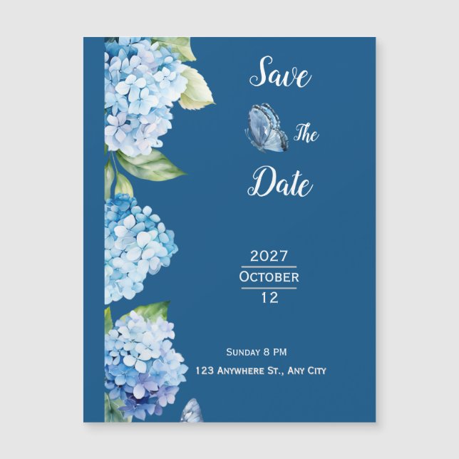 Elegante Boda floral azul (Anverso)