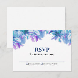 Elegante Boda Floral Azul RSVP