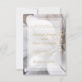 Elegante boda floral de oro y plata Invitación