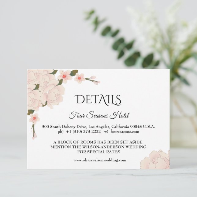 Elegante Boda floral Detalles Tarjeta RSVP de gabi (Anverso de pie)